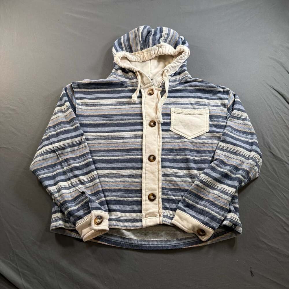 Quality Goods Women’s S Striped Baja Hoodie Button Pullover Boho Coastal